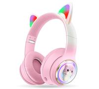 AXFEE Cuffie Bluetooth per Bambini, LED Cuffie Cablate/Wireless con Orecchio di Gatto, Pieghevole Audio Stereo HD Over-Ear Cuffie per Studiare/Viaggiare, 105dB Volume Limited, Bluetooth 5.3 Version