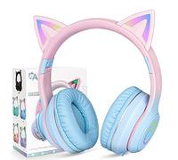 AXFEE Cuffie Bluetooth per Bambini, LED Cuffie Cablate/Wireless con Orecchio di Gatto, Pieghevole Audio Stereo HD Over-Ear Cuffie per Studiare/Viaggiare, 105dB Volume Limited, Bluetooth 5.0 Version