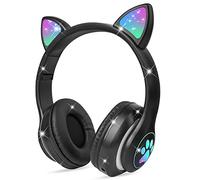 AXFEE Cuffie Bluetooth per Bambini, LED Cuffie Cablate/Wireless con Orecchio di Gatto, Pieghevole Audio Stereo HD Over-Ear Cuffie per Studiare/Viaggiare, 105dB Volume Limited, Bluetooth 5.0 Version