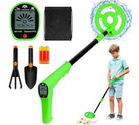 AXFEE Metal Detector, con LCD e Indicazione Sonora, Metal Detector Bambini, con Batteria e Accessori professionali, Bobina Impermeabile IP68, Alta Sensibilità, per Regalo Principianti e Bambino- Verde