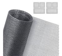 AXFEE Rete Zanzariera Finestra, 120 x 250 cm Rete Zanzariera Fissa Regolabile, Schermo Autoadesivo Senza Fori, con 2 toppe per la riparazione della zanzariera, per Finestra e Porta -Grigio