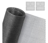 AXFEE Rete Zanzariera Finestra, 120 x 250 cm Rete Zanzariera Fissa Regolabile, Schermo Autoadesivo Senza Fori, con 2 toppe per la riparazione della zanzariera, per Finestra e Porta -Nero