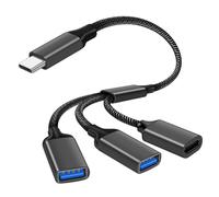 AXFEE Sdoppiatore USB a Y, Cavo USB 1 a 3, Tipo C a USB2.0 Prolunga Cavo