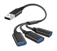AXFEE Sdoppiatore USB a Y, Cavo USB Doppio, 1 Maschio a 3 Femmine, Nero