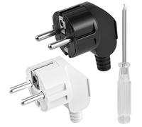 AXFEE Spina Europea, 2 Pezzi Spina Schuko Angolare, 16A 250V per Spina Connettore di Prolunga Spina Europea per cavi da 8 a 10 mm, per Piccoli Elettrodomestici -Nero