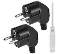 AXFEE Spina Europea, 2 Pezzi Spina Schuko Angolare, 16A 250V per Spina Connettore di Prolunga Spina Europea per cavi da 8 a 10 mm, per Piccoli Elettrodomestici -Nero