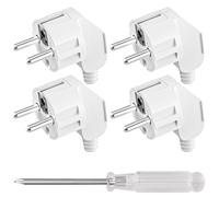 AXFEE Spina Europea, 4 Pezzi Spina Schuko Angolare, 16A 250V per Spina Connettore di Prolunga Spina Europea per cavi da 8 a 10 mm, per Piccoli Elettrodomestici -Bianco