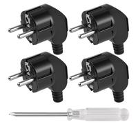 AXFEE Spina Europea, 4 Pezzi Spina Schuko Angolare, 16A 250V per Spina Connettore di Prolunga Spina Europea per cavi da 8 a 10 mm, per Piccoli Elettrodomestici -Nero
