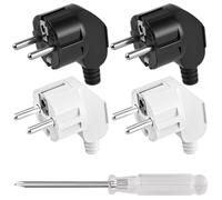 AXFEE Spina Europea, 4 Pezzi Spina Schuko Angolare, 16A 250V per Spina Connettore di Prolunga Spina Europea per cavi da 8 a 10 mm, per Piccoli Elettrodomestici -Nero