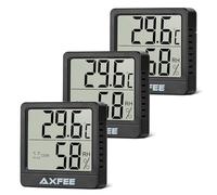 AXFEE Termometro Ambiente Interno, 3 Pezzi Igrometro Digitale con Livello di Comfort, Mini Accurato Monitor Temperatura e Umidità, Termometro Ambiente Interno per Camera Ufficio e Serra, Nero