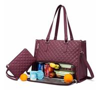AXFSHJD Combo da Pranzo da 2 in 1 Tote Bag, Borse da Lavoro con scompartimento per Il Pranzo, Tote Bag per Le Donne lavorano Red