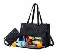 AXFSHJD Combo da Pranzo da 2 in 1 Tote Bag, Borse da Lavoro con scompartimento per Il Pranzo, Tote Bag per Le Donne lavorano Black