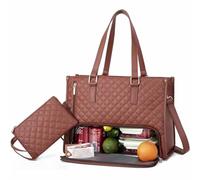 AXFSHJD Combo da Pranzo da 2 in 1 Tote Bag, Borse da Lavoro con scompartimento per Il Pranzo, Tote Bag per Le Donne lavorano Brown