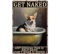 AXHNG Poster vintage con cane che fa il bagno in metallo e alluminio, decorazione da parete, 20 x 15 cm
