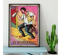 AXHNG Poster vintage con El Borracho, in alluminio, 20,3 x 15,2 cm, decorazione da parete