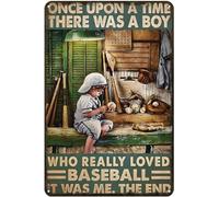 AXHNG Poster vintage con scritta in lingua inglese "There was a boy who really loved baseball", in alluminio, 20 x 15 cm, decorazione da parete