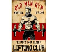 AXHNG Poster vintage con scritta "Old Man Gym Masters Division Respect Your Elders Man Weightlifting" in metallo e alluminio, 30,5 x 40,6 cm, decorazione da parete