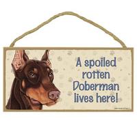 AXHNG Poster vintage Dog A Spoiled Rotten Doberman Liv Here, in metallo e alluminio, decorazione da parete, 20 x 15 cm