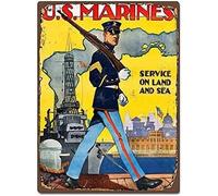 AXHNG Poster vintage in alluminio e metallo con scritta "World War I US Marine Corps One", decorazione da parete, 20,3 x 30,5 cm
