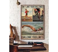 AXHNG Poster vintage Triathlon Challenge Your Limit Triathlons Ironman World Triathlon Corporation Nuoto Ciclismo Corsa Targa in Metallo Alluminio Decorazione da Parete 30,5 x 40,6 cm
