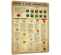 AXHNG Targa vintage con cubo di Rubik Knowledge Game unico per bambini e poster in metallo alluminio 20,3 x 15,2 cm decorazione da parete