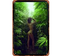 AXHNG Targa vintage in alluminio con scritta "All Natural Hot Girl", marijuana, erbaccia e cannabis, decorazione da parete, 20,3 x 15,2 cm