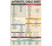 AXHNG Vintage Antibiotico Cheat Sheet Farmacista Conoscenza Farmacia Guida di Riferimento Clinica Poster Metallo Alluminio Stagno Targa 20x15 Pollici Decorazione Della Parete