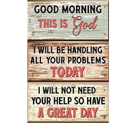 AXHNG Vintage Tin God Good Morning This is God Religious Vers poster metallo alluminio latta segno 30,5 x 40,6 cm decorazione da parete
