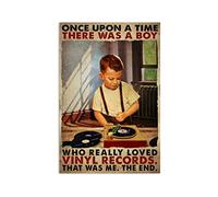 AXHNG Vintage Tin There was A Boy Who Really Loved Vinyl Records That was Me The End Poster Metallo Alluminio Targa 20,3 x 30,5 cm Decorazione da Parete