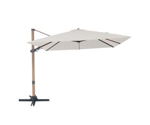 AXI Alina Ombrellone Decentrato Quadrato 300 x 300 cm, Legno/Beige | Per giardino/Terrazza con Struttura Verniciata a Polvere | Base a Croce e Fodera incluse | Inclinabile e Girevole a 360°