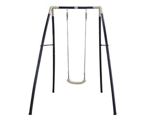 AXI Altalena singola in metallo, Bianca e Grigia | Altalena da Giardino, per bambini con seggiolini in plastica | Altalena Bimbi, Altalena Parco Giochi, Altalena da Esterno - 210x140x217 cm, max 50kg