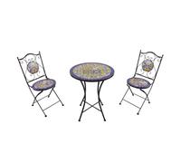 AXI Amélie Set Bistrot da Balcone, 2 Sedie 1 Tavolo, per Veranda Mosaico Giallo/Blu - con Mosaico per Giardino/Terrazza