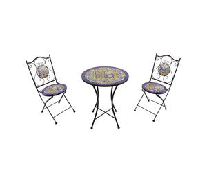 AXI Amélie Set Bistrot da Balcone, 2 Sedie 1 Tavolo, per Veranda Mosaico Giallo/Blu - con Mosaico per Giardino/Terrazza