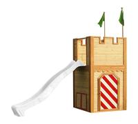 AXI Arthur Casetta con pavimento e scivolo bianco | Casa da gioco per giardiono in marrone e rosso di legno FSC | Parco giochi / Castello per bambini
