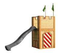 AXI Arthur Casetta con pavimento e scivolo grigio | Casa da gioco per giardiono in marrone & rosso di legno FSC | Parco giochi per bambini Castello per bambini