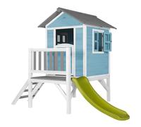 AXI Beach Lodge XL Casa Bambini con pavimento e scivolo verde | Casa da gioco per giardino / all'aperto in blu di legno FSC | Parco giochi per bambini