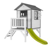 AXI Beach Lodge XL Casa Bambini con pavimento e scivolo verde | Casa da gioco per giardino / esterno in grigio e bianco in legno FSC | Parco giochi per bambini