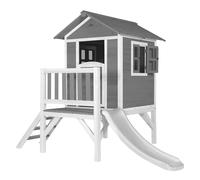 AXI Beach Lodge XL Casetta per giochi grigia con scivolo bianco | Casa per bambini su palafitte con veranda in legno FSC | Piccole attrezzature da gioco per il giardino