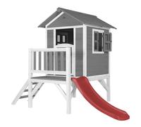 AXI Beach Lodge XL Casetta per giochi grigia con scivolo rosso | Casa per bambini su palafitte con veranda in legno FSC | Piccole attrezzature da gioco per il giardino