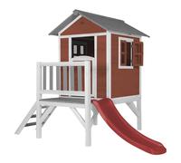 AXI Beach Lodge XL Casetta rosso con scivolo rosso | Casa per bambini su palafitte con veranda in legno FSC | Parco giochi per il giardino