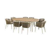 AXI Chay Set da giardino con 8 sedie per 8 persone, Beige | Set da pranzo per giardino in polywood con effetto legno, sedie con cuscini in olefina