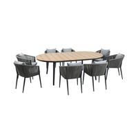 AXI Chay Set da giardino con 8 sedie per 8 persone, Grigio | Set da pranzo per giardino in polywood con effetto legno, sedie con cuscini in olefina