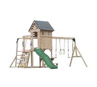 AXI Duncan Area giochi in legno, 2 altalene, 1 scivolo - Verde | Casetta / Attrezzatura da gioco XXL per bambini con struttura per arrampicata, barre fisse e trapezio | Per il giardino / Esterno