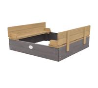 AXI Ella Sabbiera in legno FSC con panche e coperchio | Sabbiera per bambini in grigio e marrone | 100 x 95 cm