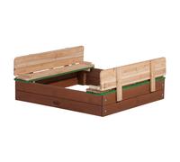 AXI Ella Sabbiera in legno FSC con panche e coperchio | Sabbiera / Sandbox per bambini in marrone e verde | 100 x 95 x 20 cm