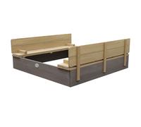 AXI Ella XL Sabbiera in legno FSC con panche e coperchio | Sabbiera per bambini in grigio e marrone | 120 x 120 x 20 cm