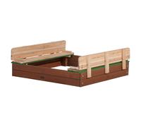 AXI Ella XL Sabbiera in legno FSC con panche e coperchio | Sabbiera / Sandbox per bambini in marrone e verde | 120 x 120 x 20 cm