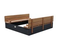 AXI Ella XL Sabbiera in legno FSC con panche e coperchio | Sandbox per bambini in antracite e marrone | 120 x 120 x 20 cm