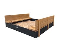 AXI Ella XXL Sabbiera di legno FSC con panche e coperchio | Sabbiera per bambini nei colori Antracite/Marrone | 150x150 cm