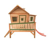 AXI Emma Casa Bambini con pavimento e scivolo rosso | Casetta da gioco per giardino / all'aperto in marrone e verde in legno FSC | Parco giochi per bambini